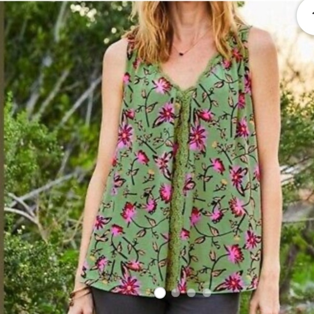 Matilda Jane Green and Pink Relaxed Tie Front Tank Top